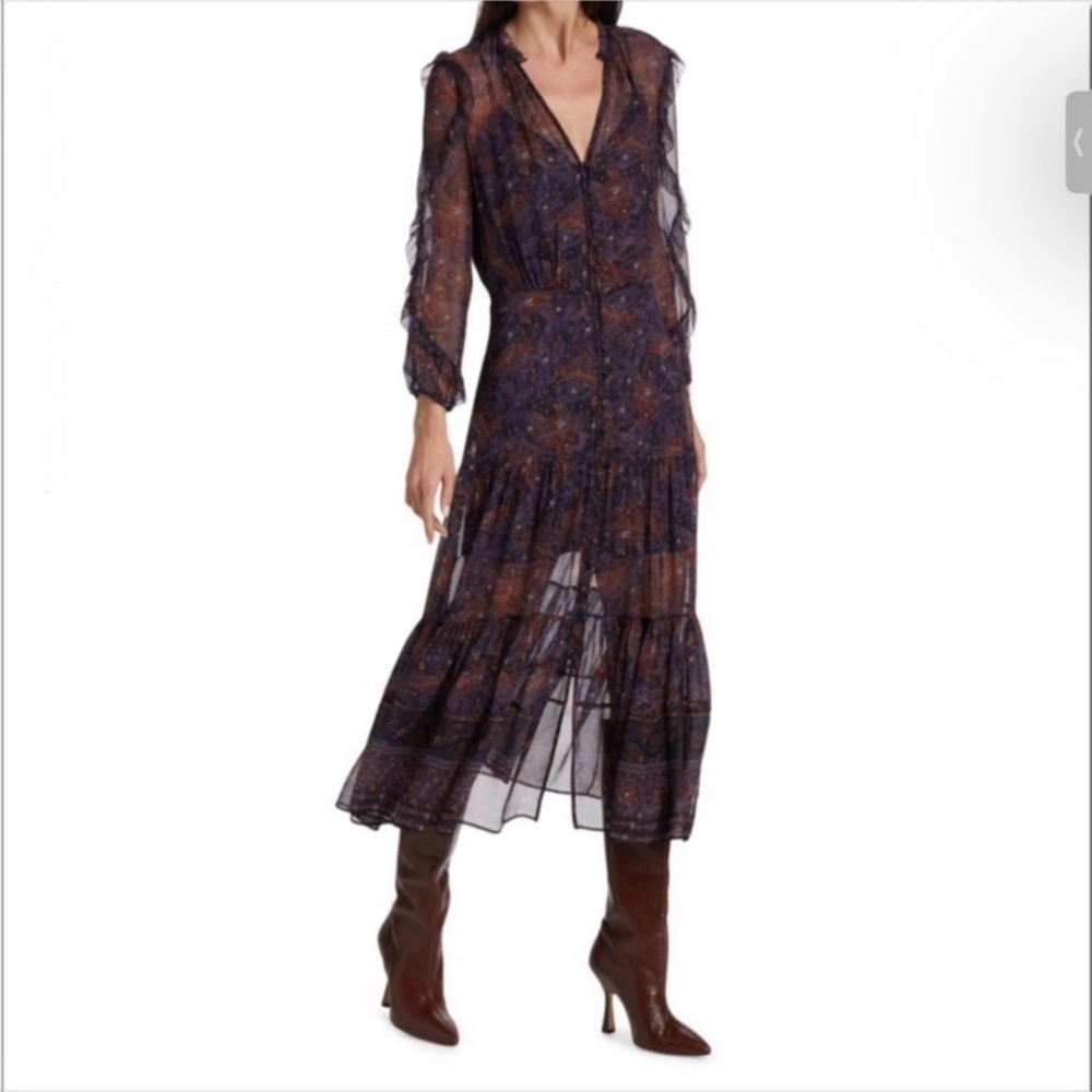 VERONICA BEARD Sabina Silk Midi Dress Sz 8
